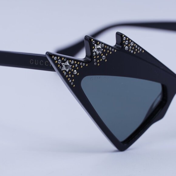 Gucci GG1371S 003 Sunglasses Shiny Black with White Stones Cat Eye Frame - Picture 7 of 9